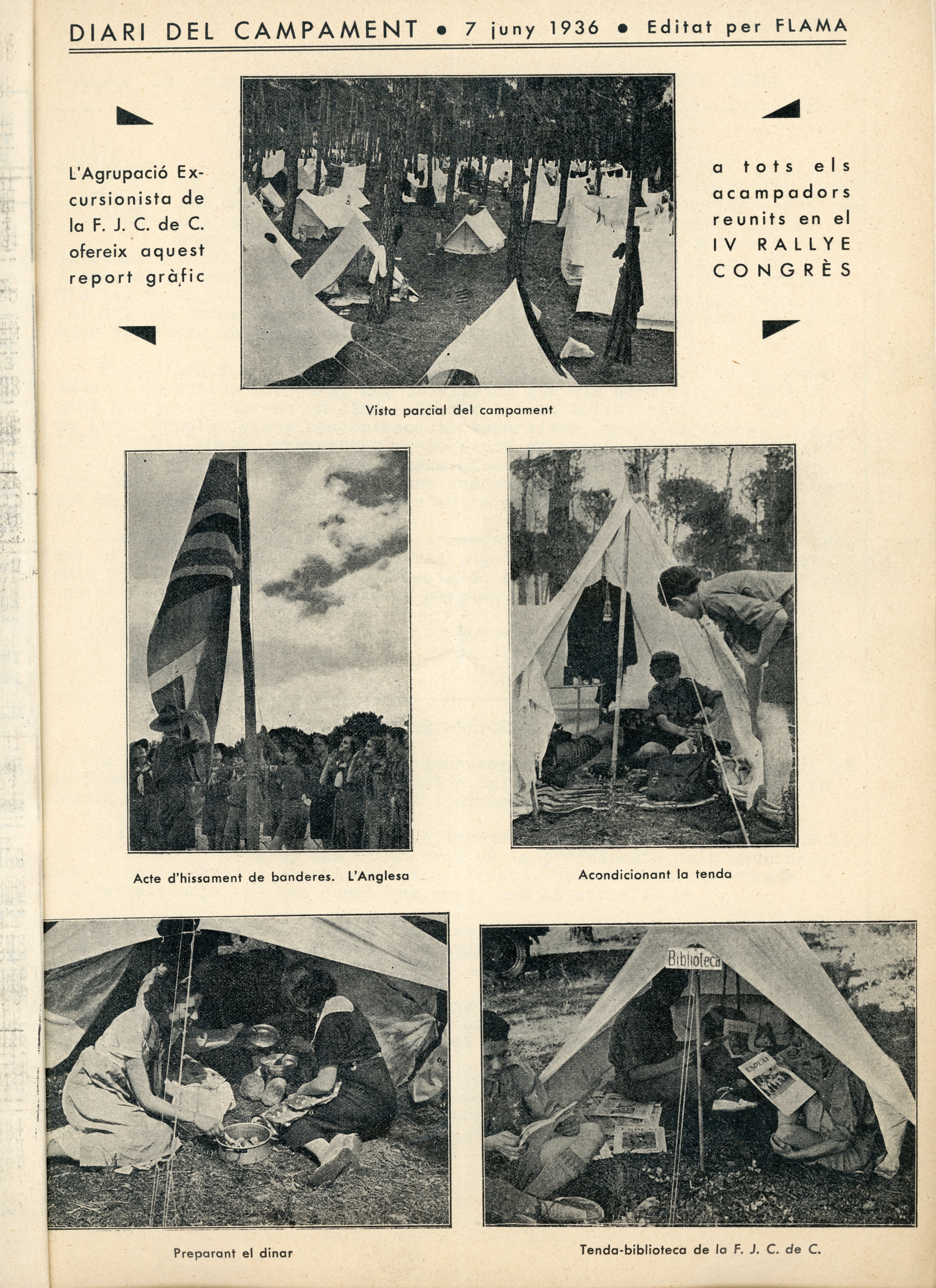 Diari del campament : IV Raylle-Congrés Internacional de Campings Clubs : XI Campament General de Catalunya : I Congrés català d'Acampada - Miniatura 2